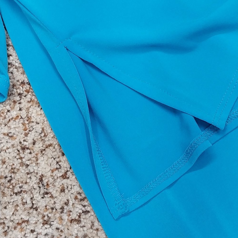 2957 Size Large Sunny Leigh Two Piece Teal Green Embellished Stretch Fabric Set - Picture 6 of 12